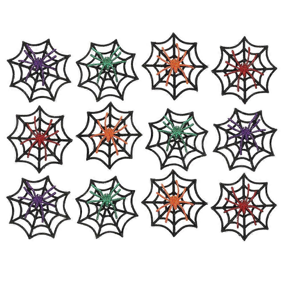 12Pcs Decorative Spider Webs Halloween Fake Spiders Multi-function Spider Ornaments