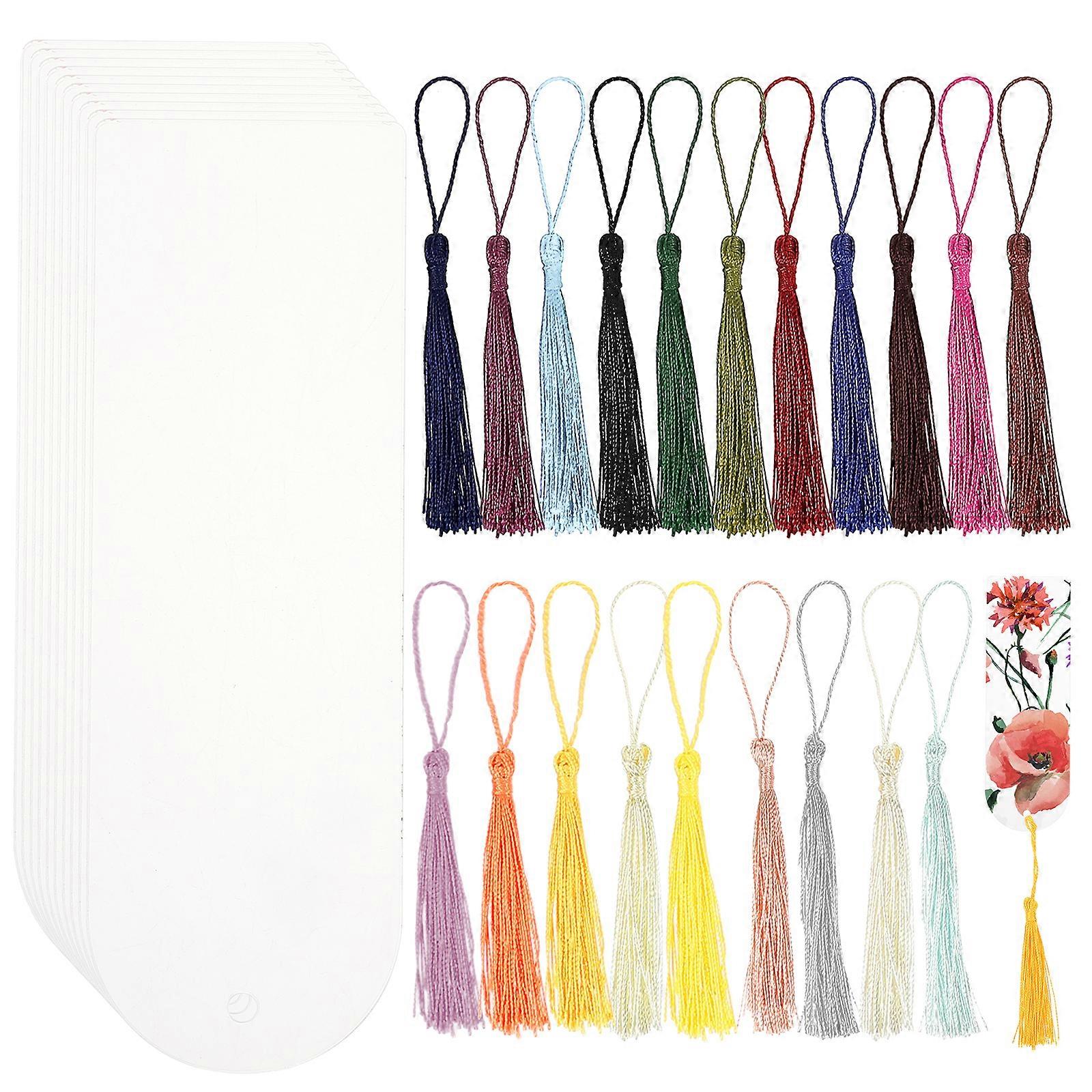 1 Set of Clear Acrylic Bookmarks Blank Acrylic Book Markers with Hanging Tassels Book Supply