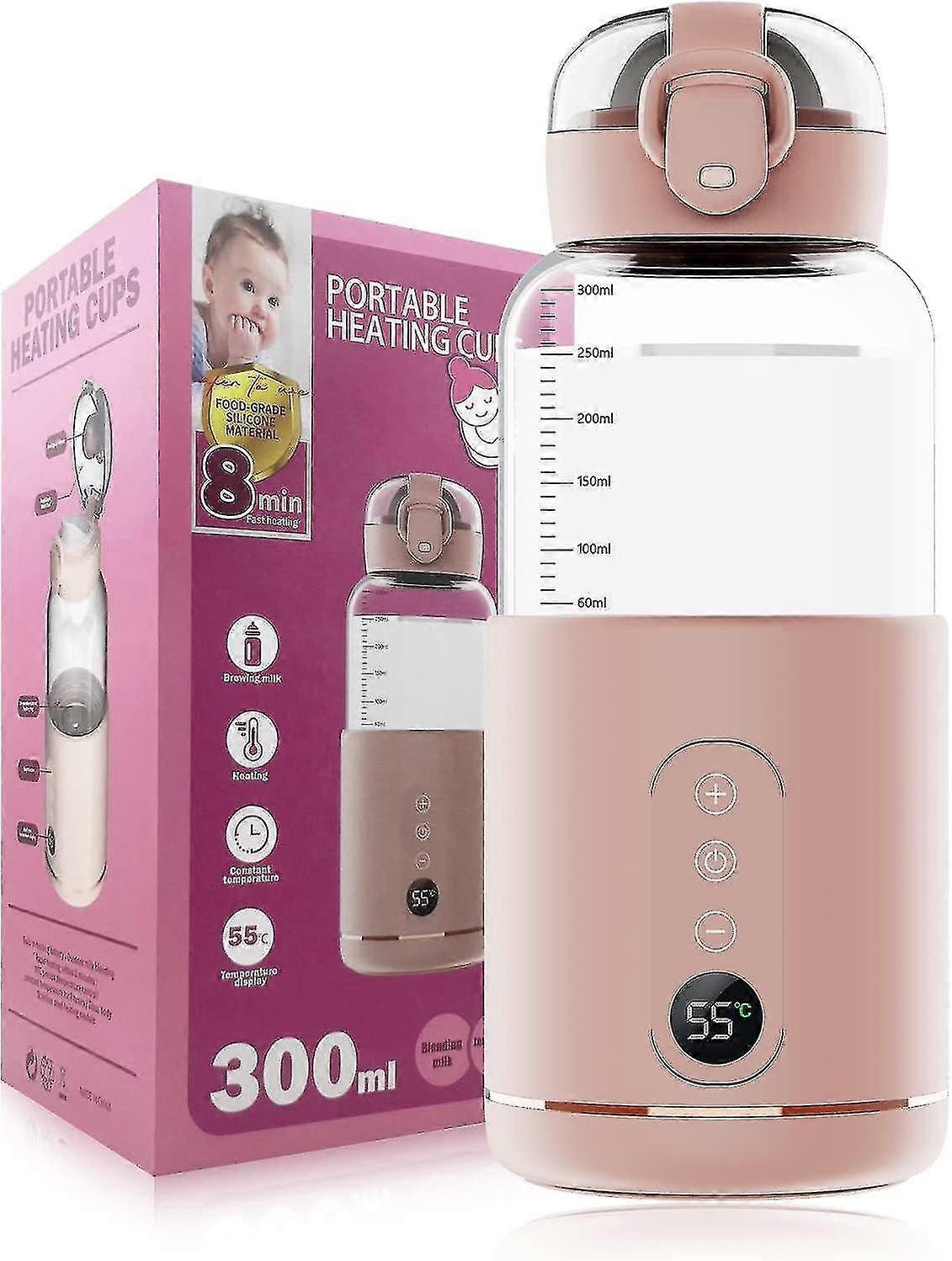Portable Water Warmer Rechargeable For Formula, Breastmilk, Precise Temp Control, 300ml, Portable In