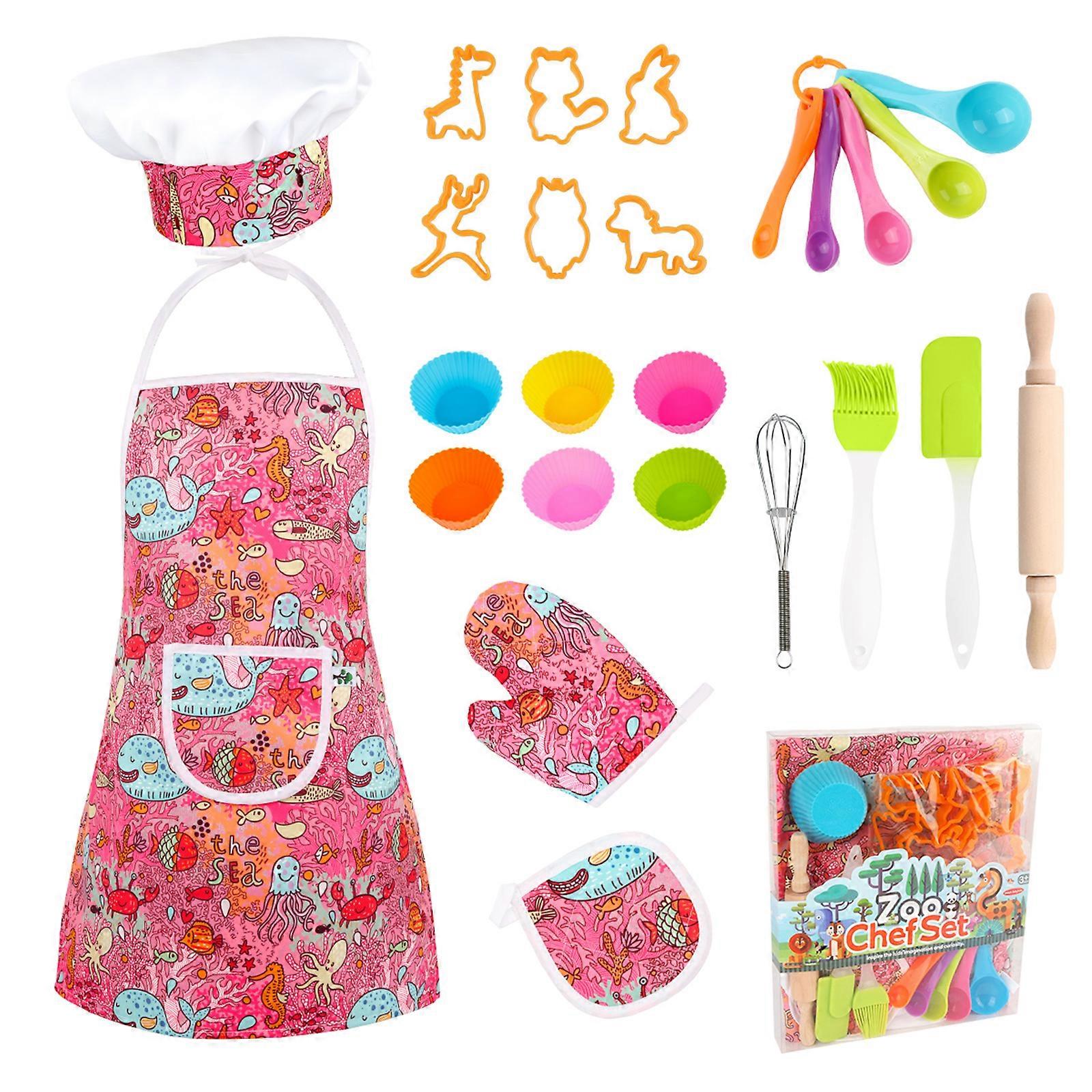 New Upgrade Kids Cooking and Baking Set, Complete Kit with Apron and Chef Hat, Cooking Utensils