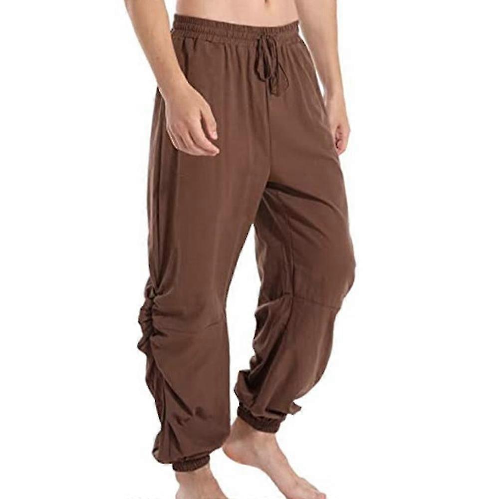 Mens Pants Solid Color Loose Sports Yoga Drawstring Elasticated Trousers