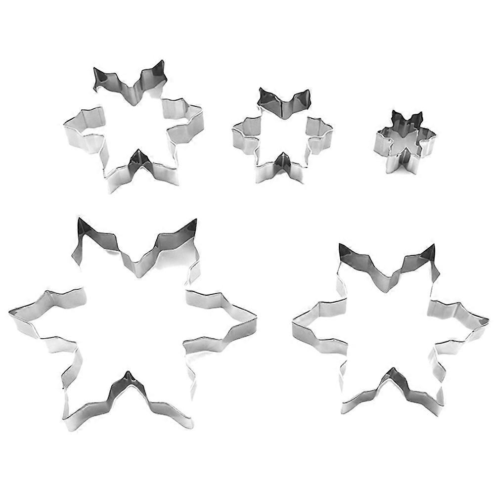 5Pcs Christmas Snowflake Cookie Cutter Biscuit Chocolate Cake Mold Baking Tool
