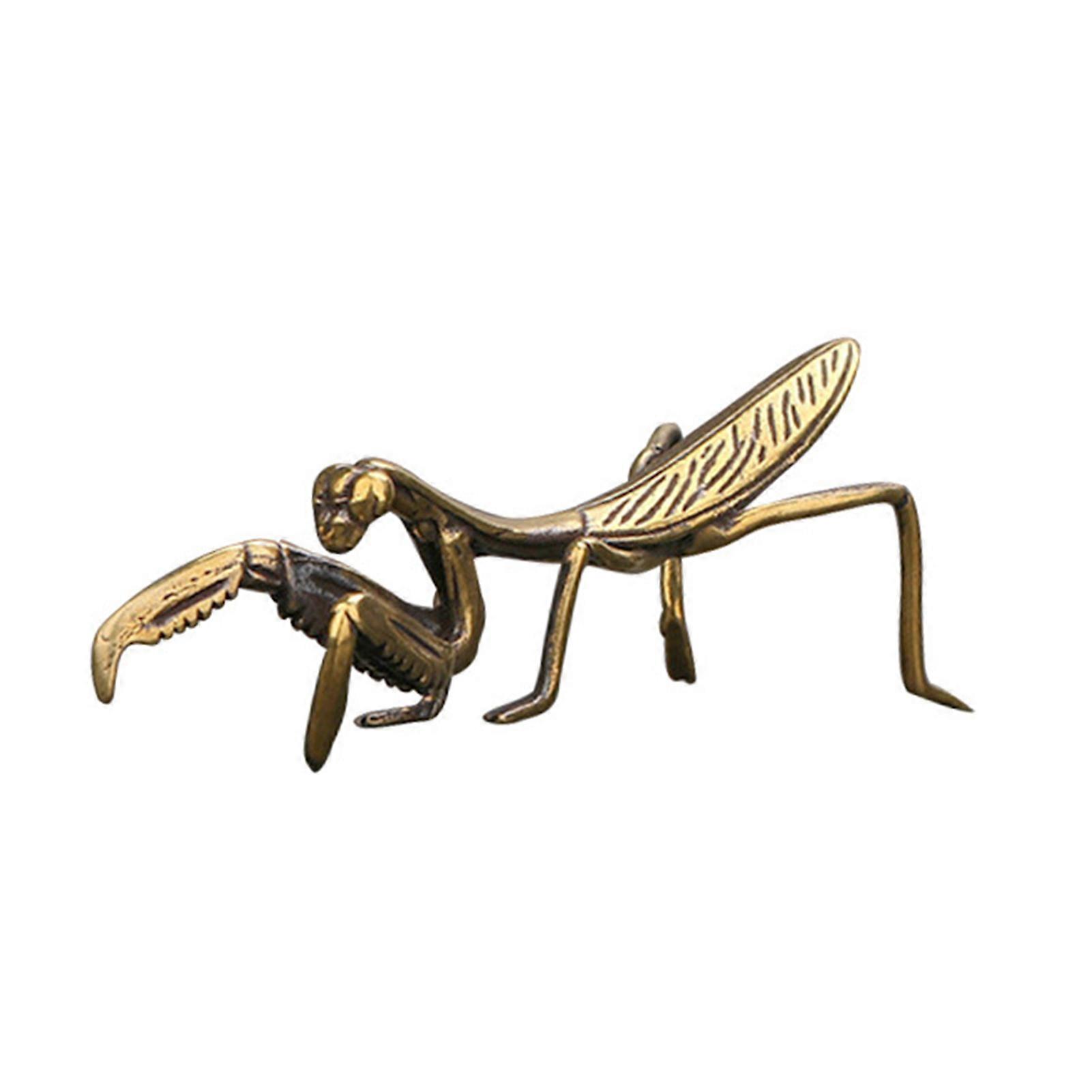 Three-dimensional Mantis Figurine Excellent Workmanship Brass Tea Pet Mantis Miniature Ornament for Backyard