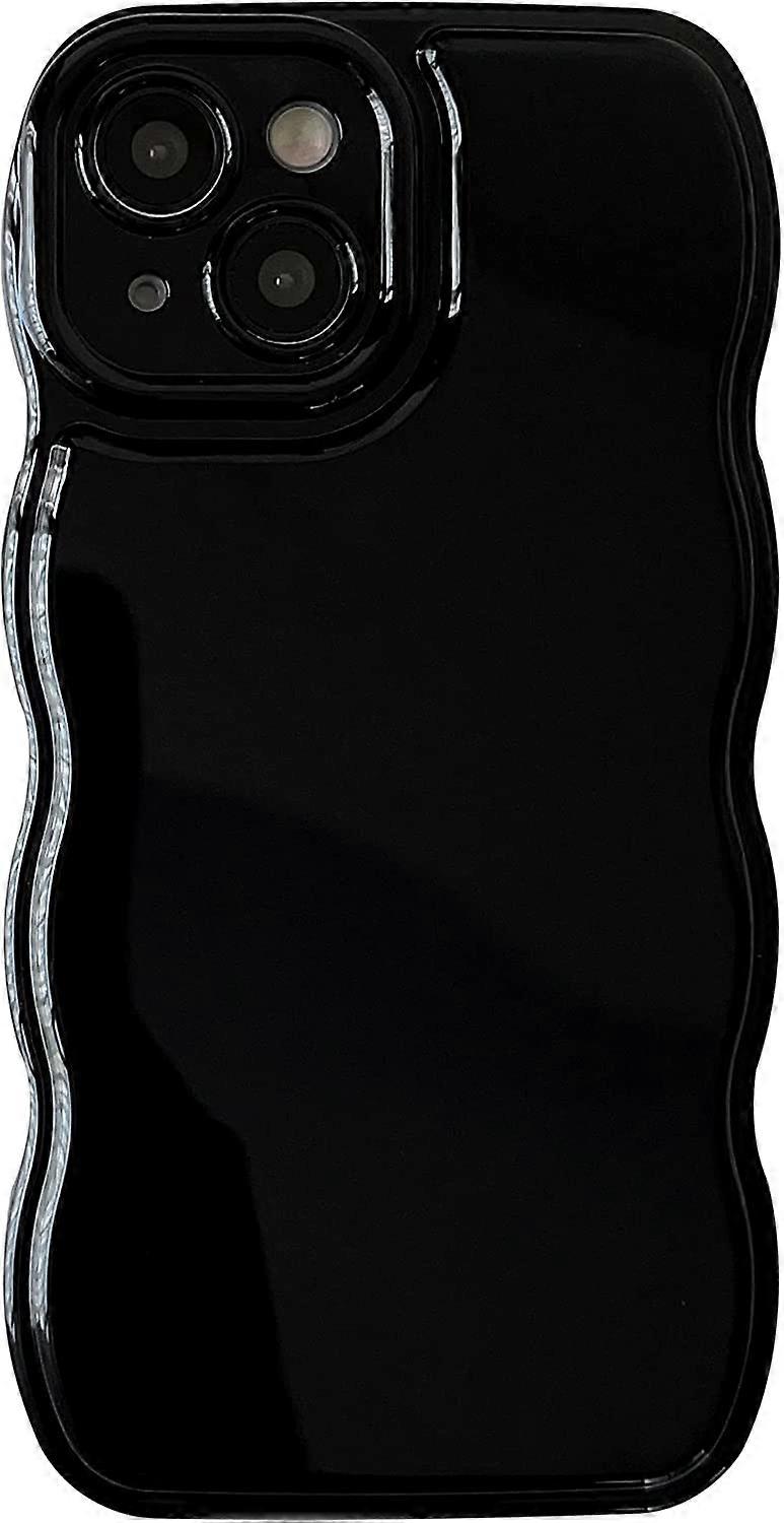 Solid Color Curly Wave Frame Soft Compatible with iPhone Case (White,iPhone 13 Pro Max)