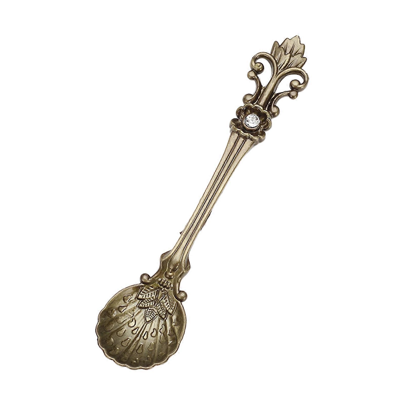 Coffee Spoon Retro Style Multi-use Zinc Alloy Wide Application Non-stick Coffee Spoon for Desserts