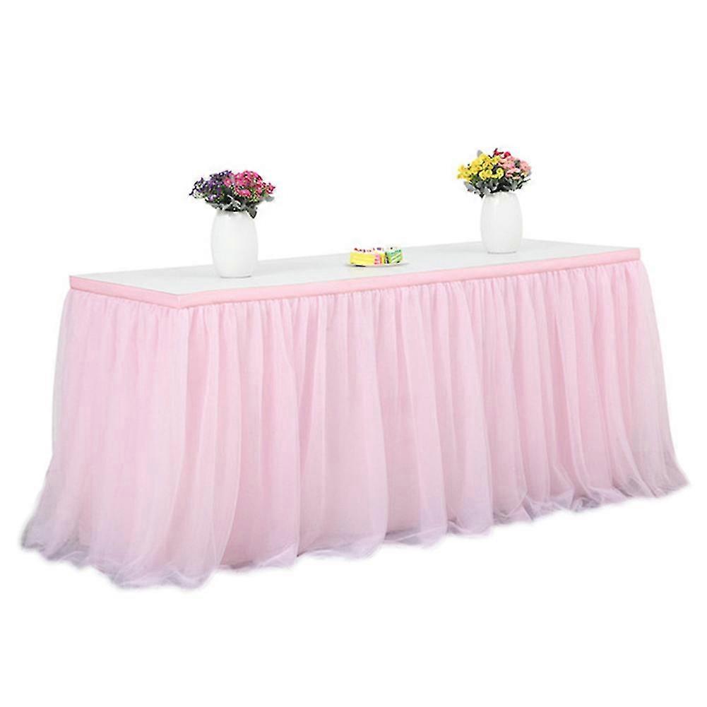 Wedding Decoration Tulle Table Skirt Solid Color Tableware Cloth For Rectangle Round Table Party