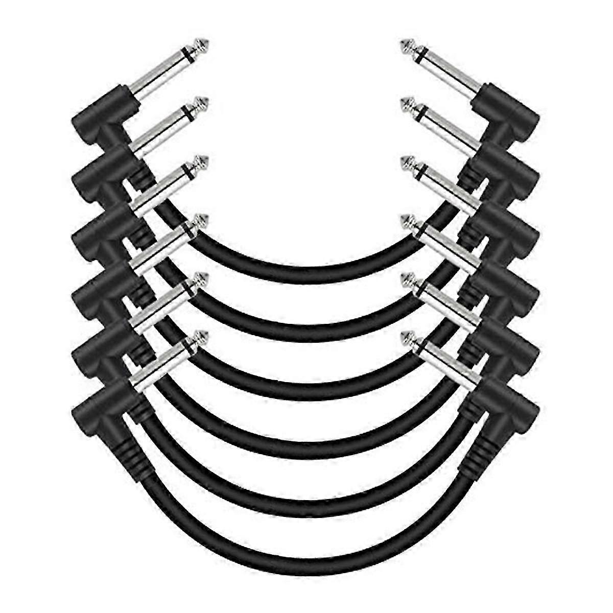 6 Pack 6 Inch Guitar Patch Cable, Instrument Guitar Pedal Cable Right Angle Shielded Pedal Board Cables