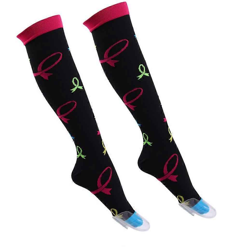 Men Fun Colored Compression Knee High Socks Stripes Rainbow Heart Sport Stocking