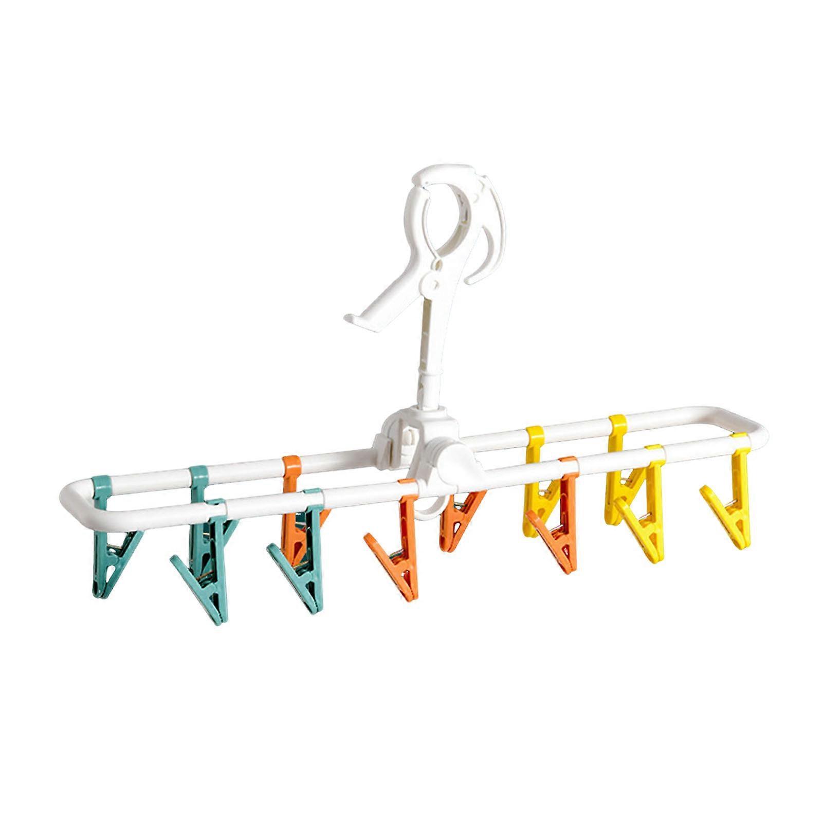 Drying Rack Baby Clothes Hanger 360-degree Rotatable Foldable Design Portable Sock Underwear Hanger with Clips