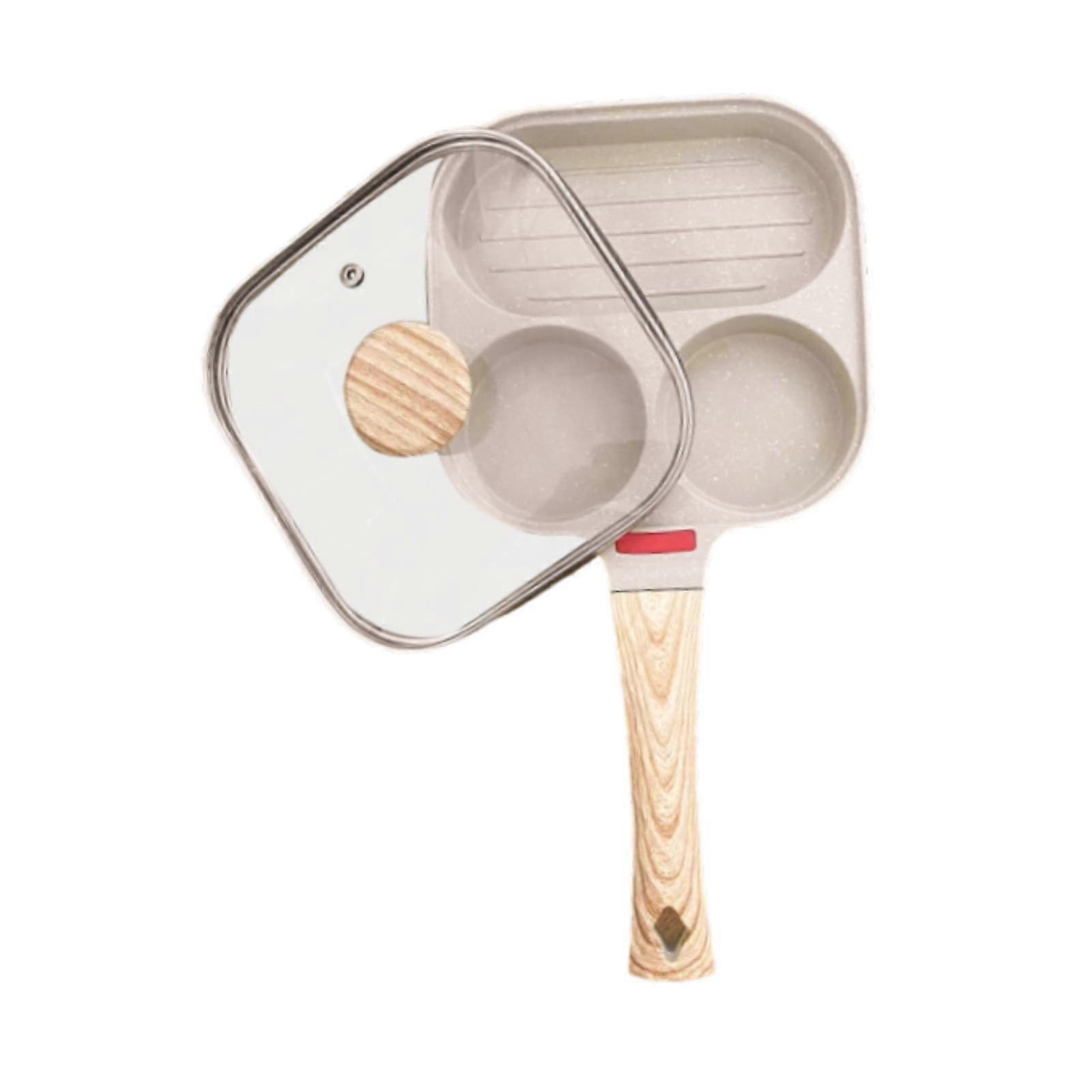 Egg Pan Frying Pot Non Stick Coating Breakfast Cookware with Lid Steak Crepe style A