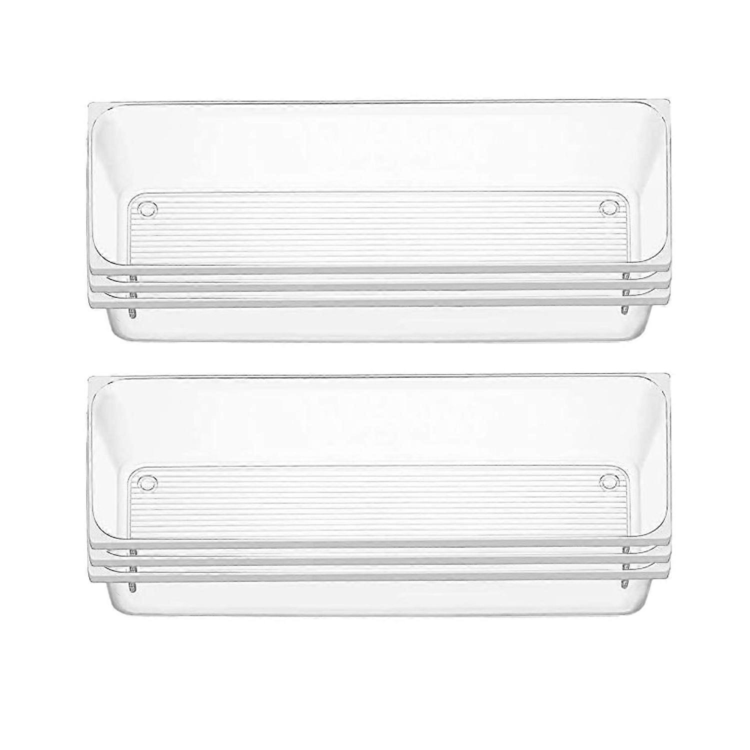 6Pcs Clear Drawer Organizer Non Slip Compartment Storage Space Saving Transparent Storage Box for