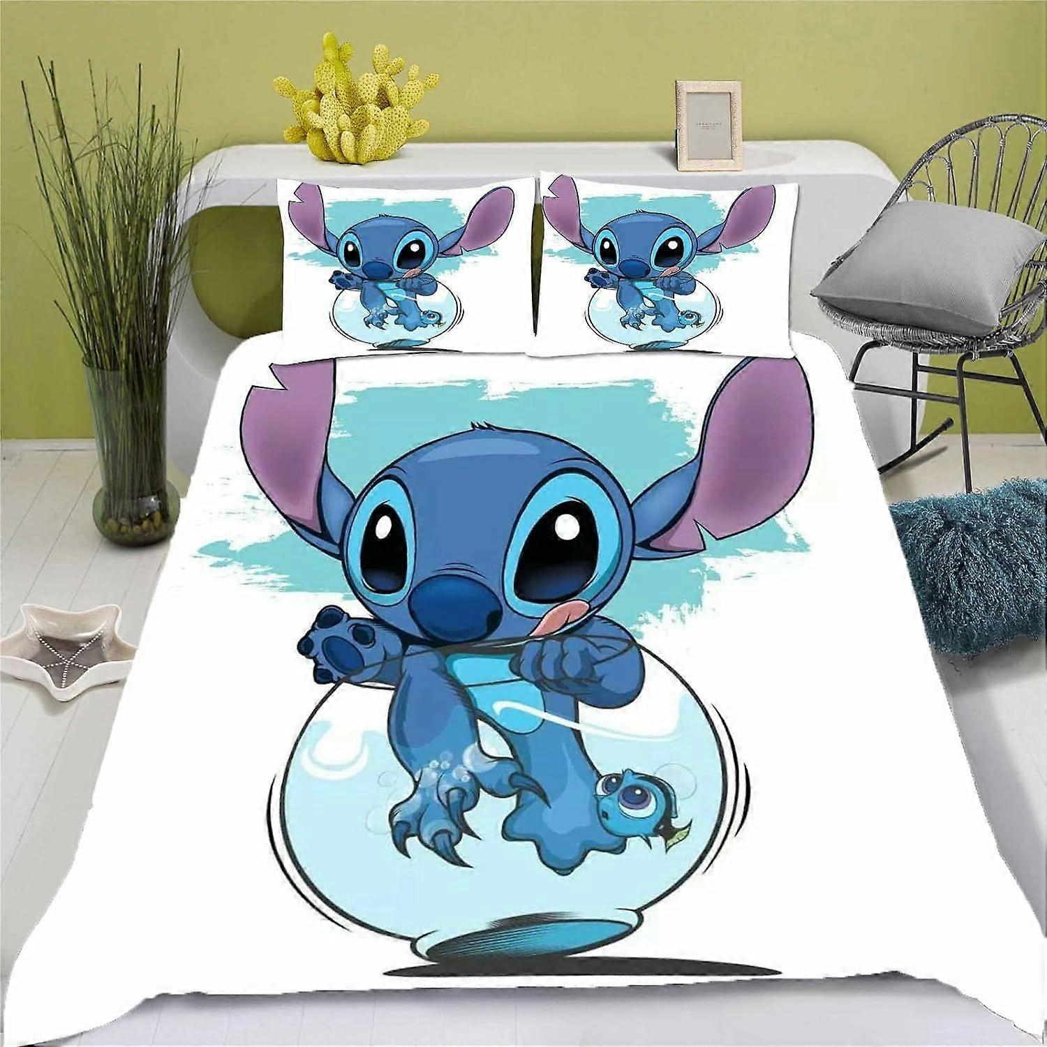 Lilo & Stitch Sängkläder Set för tonåringar Stitch Bedding D Anime Cartoon Barnsängkläder Set