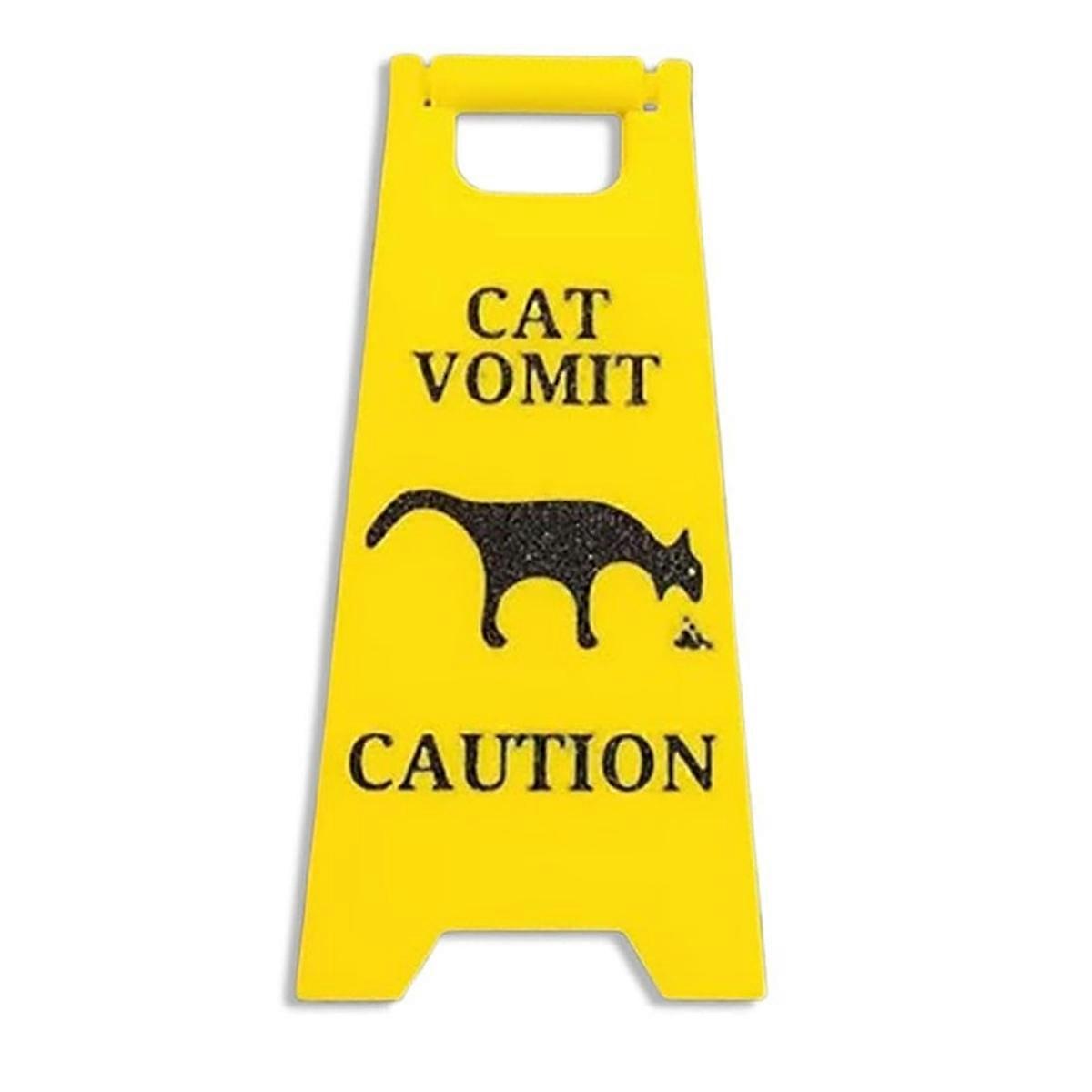 Cat Vomit Sign,4 Inch Vomit Wet Floor Sign,Cat Vomit Warning Sign Decoration Yard Sign
