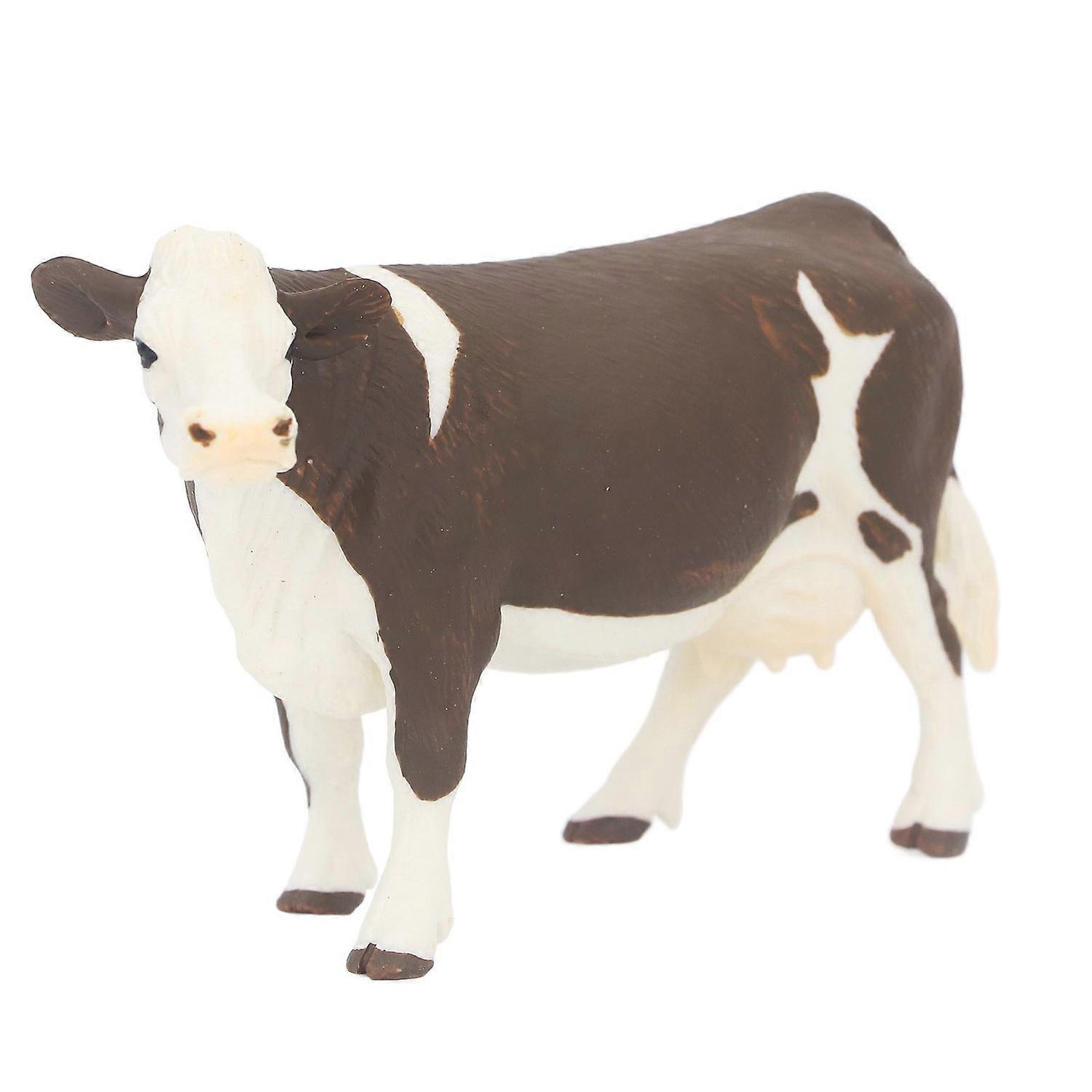 Cow Figurine Vivid Colors Lifelike Details Soft Plastic Safe Durable Simmental Cow Toy for Table She
