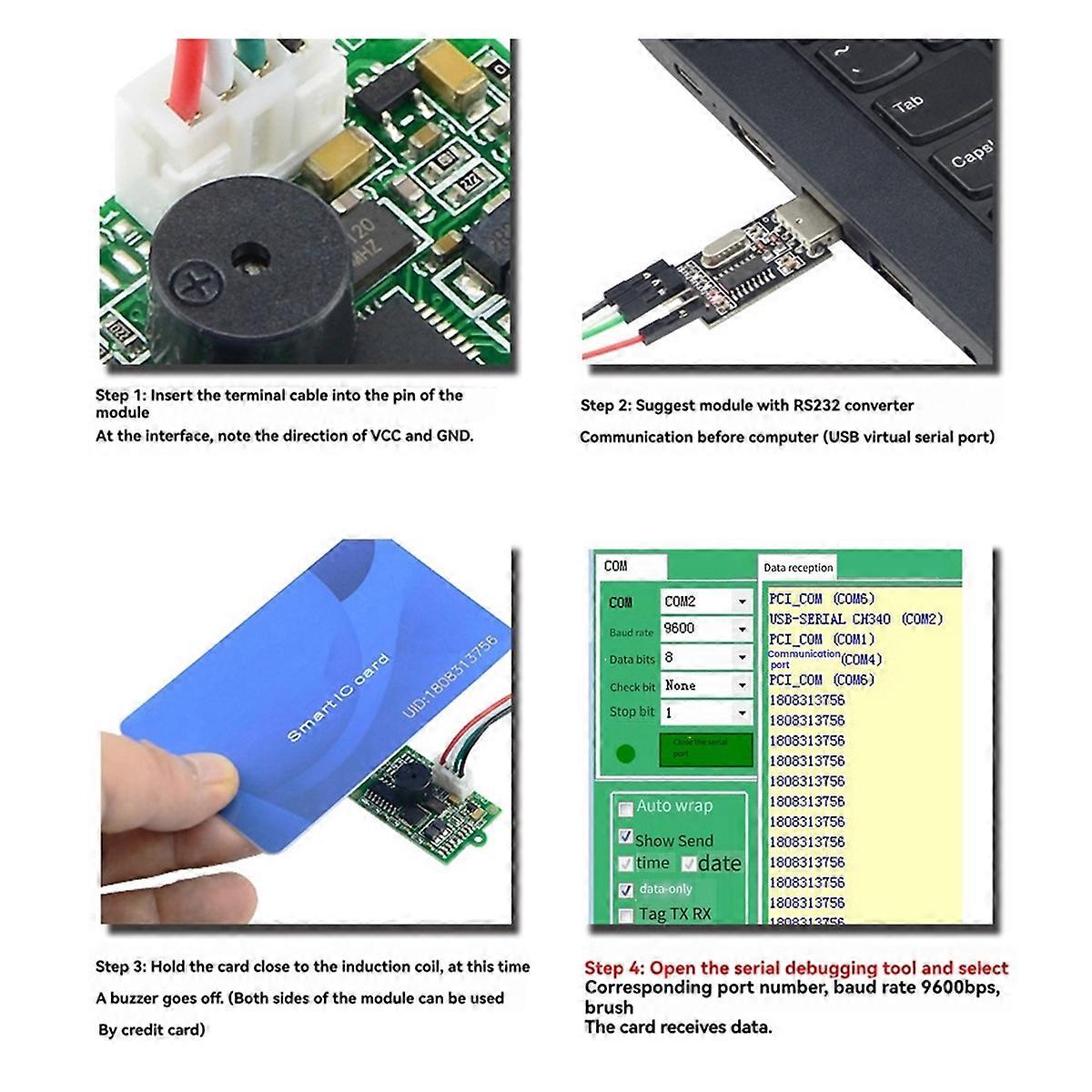 Module de lecteur RFID RS232 Lecteur de carte IC Lecteur de carte à puce sans contact 13.56Mhz 14443A Protocol Supp