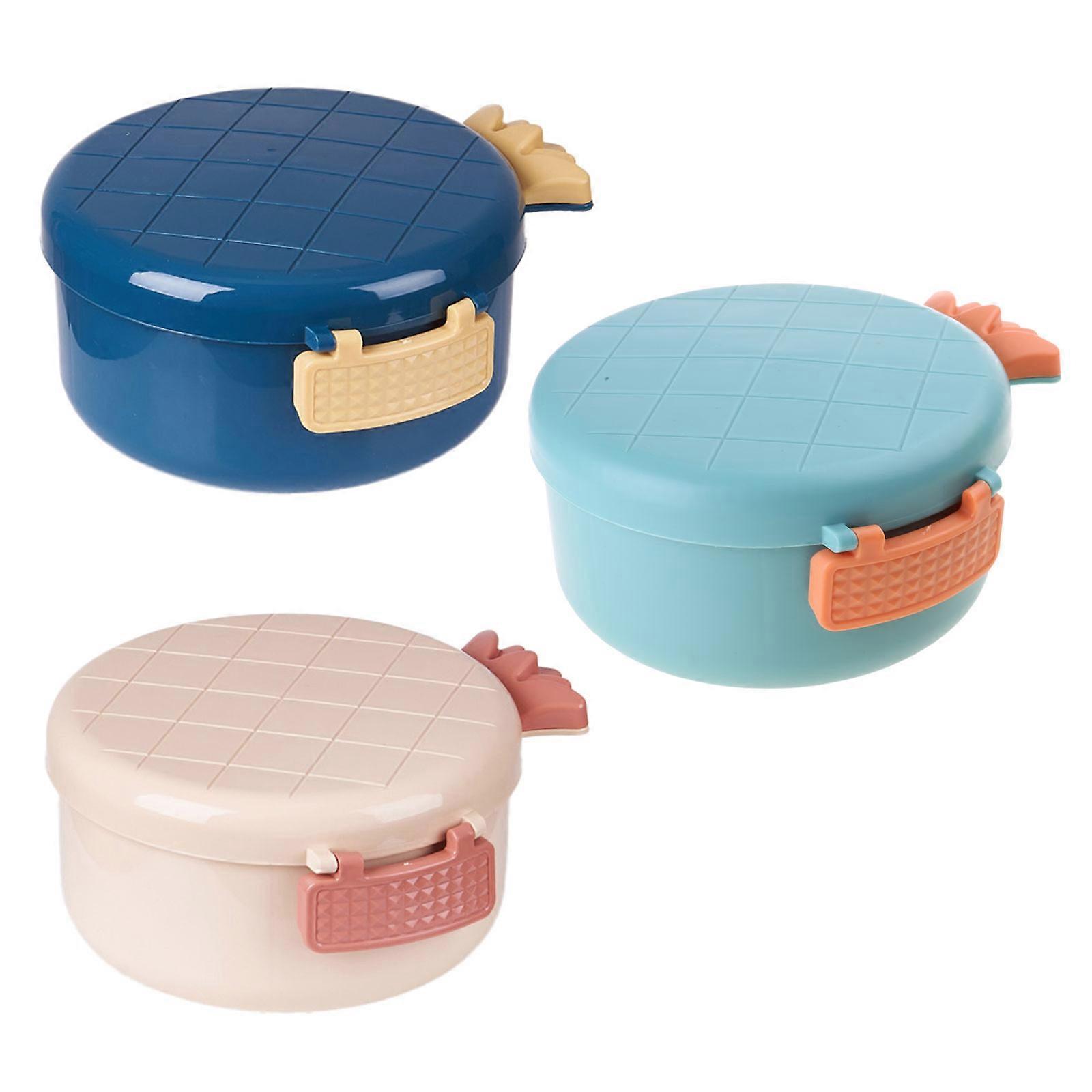 Stainless Steel Food Storage Container with Lid Snack Bowl Round Bento Lunch Box Cute Bowls for Soup Noodle Snacks pink