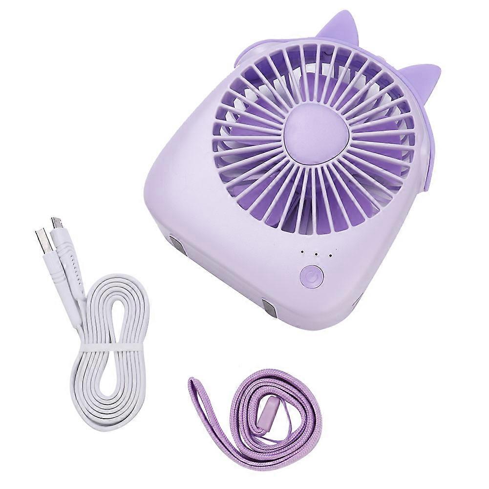 1Pc Portable Handheld Mini Desktop Fan USB Rechargeable Wind Adjustable for Office(Purple)
