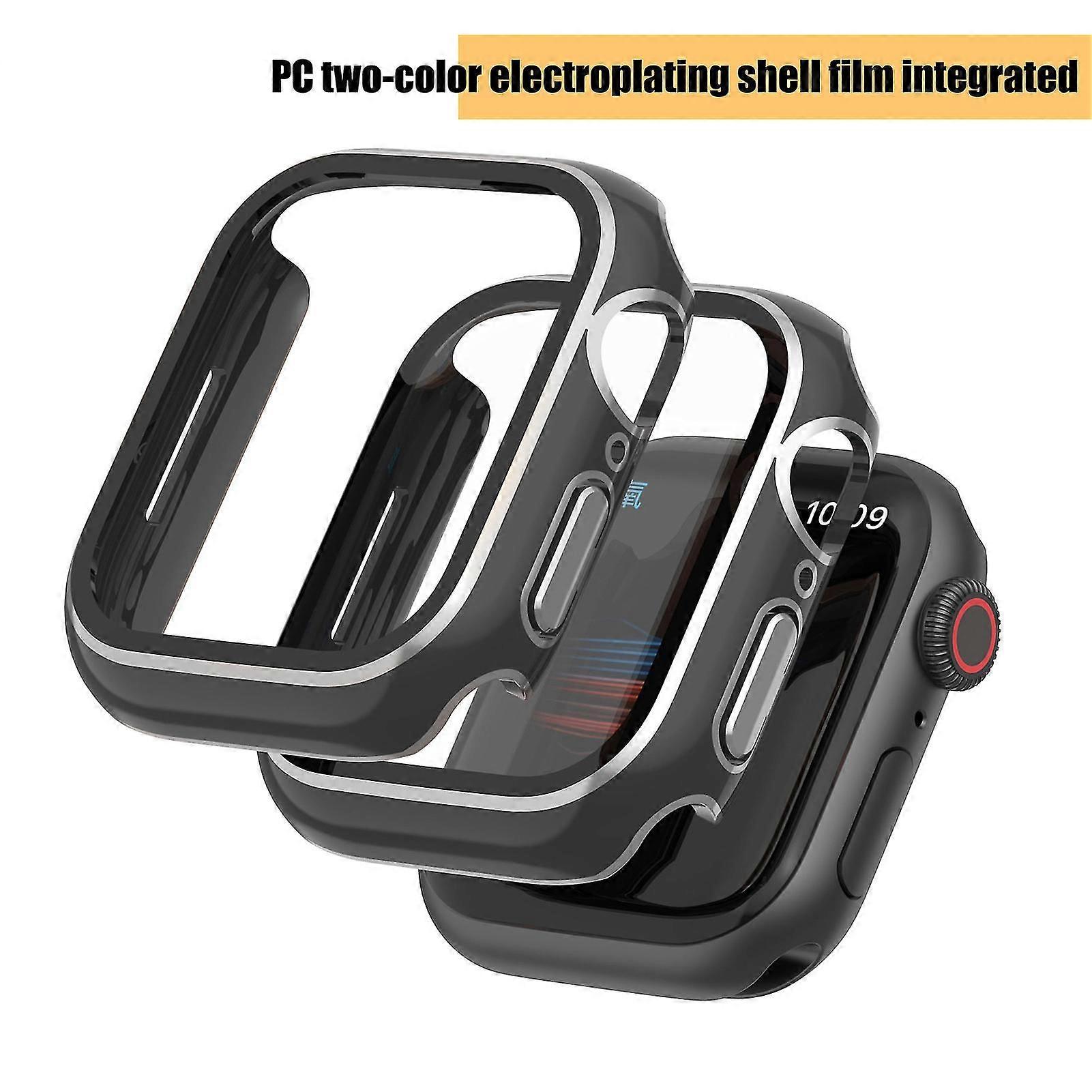 Protective Case Electroplating Dustproof Full Coverage High Clarity Transparent Screen Protector for iWatch 7 41mm/45mm