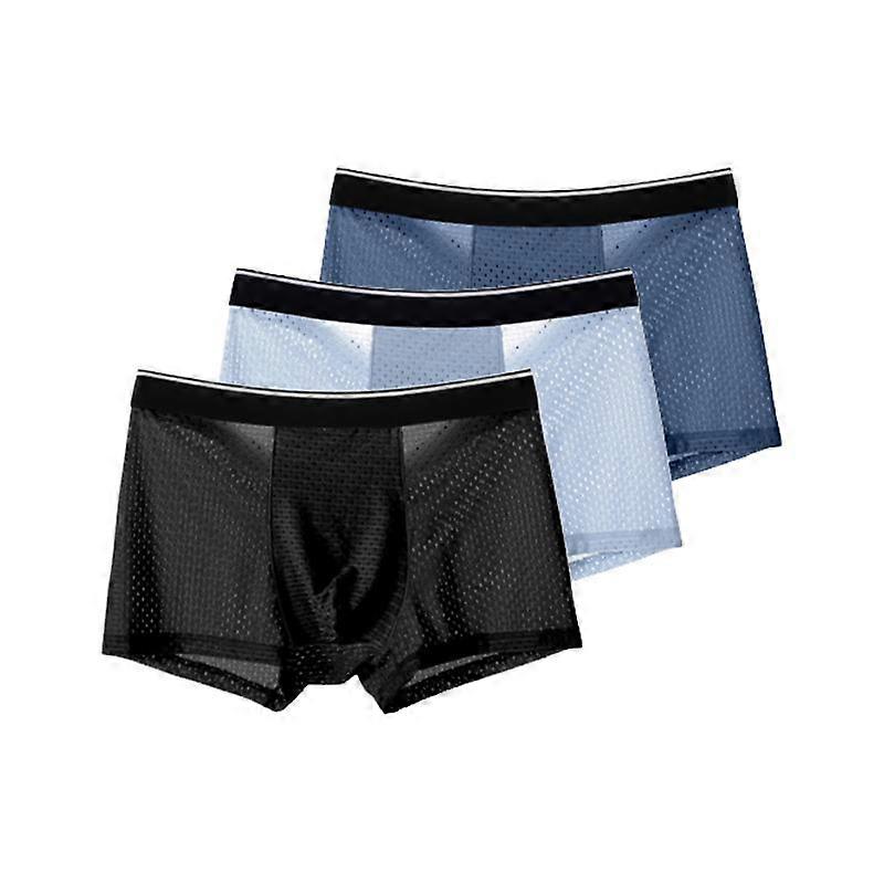 3Pcs Mens Underwear Boxer Men Mesh Seamless Shorts Pants Comfort Ice Silk Boxers Size L XL 2XL 3XL 4XL 5XL