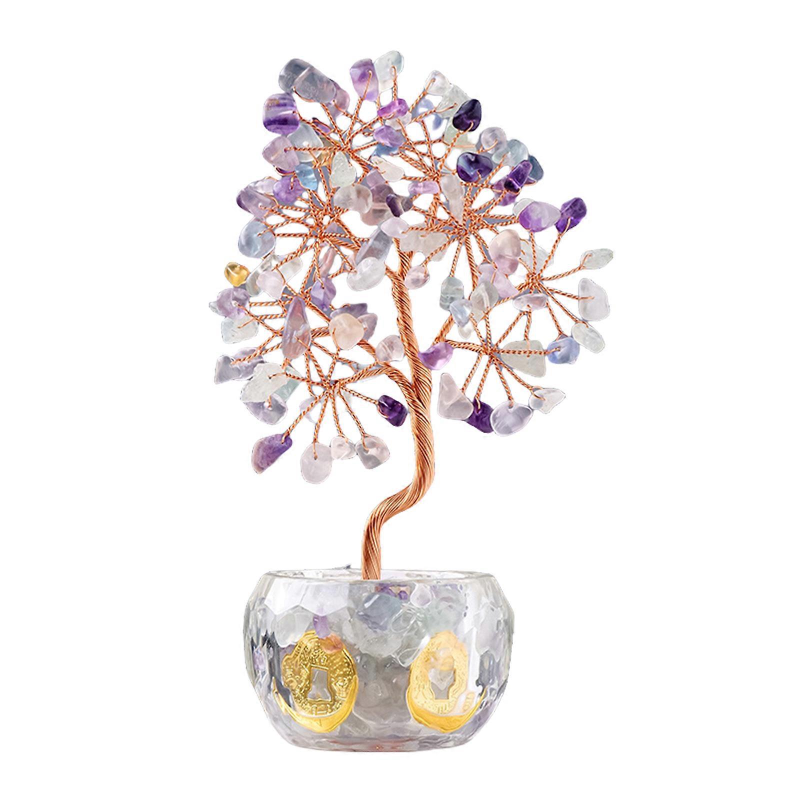 Handcraft Crystal Stones Wealth Tree Crystal Stones Money Tree for Improved Fortune, for Entrepreneurs Good Fortunes