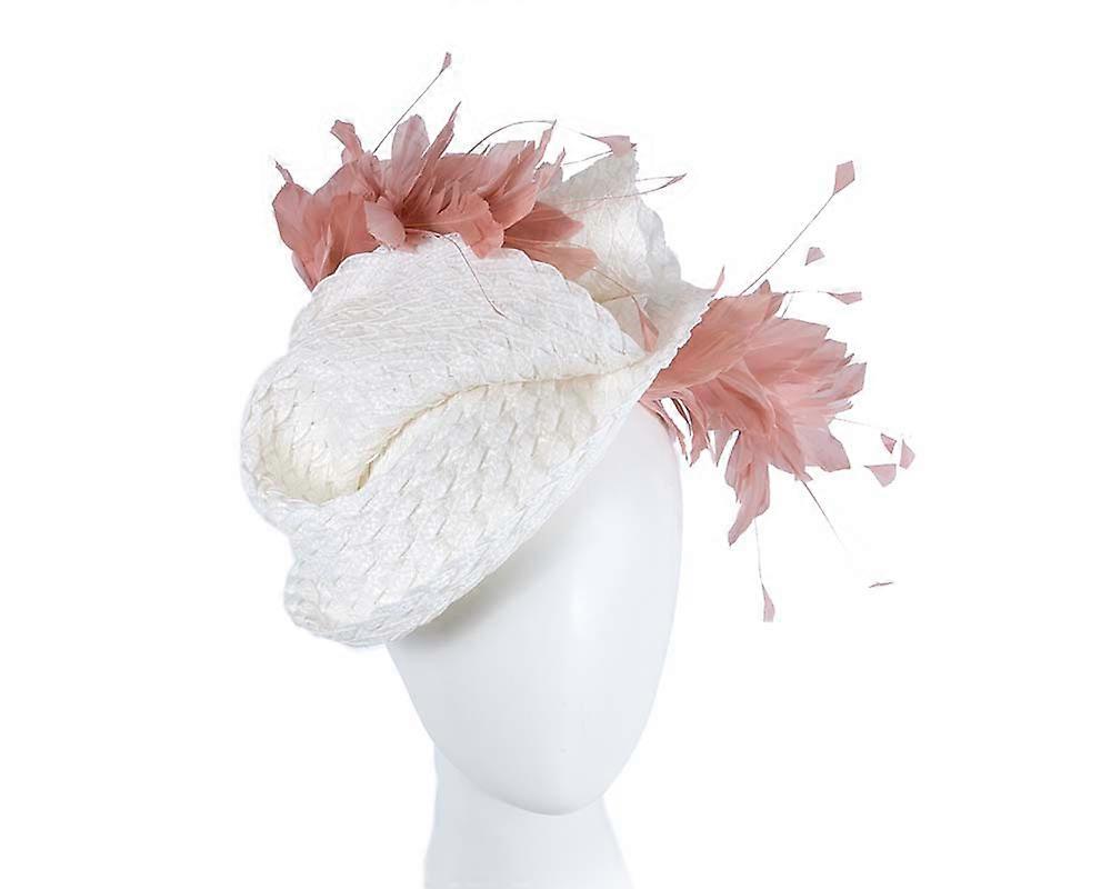 Bespoke white & dusty pink fascinator by BELIEVERA V08WDP