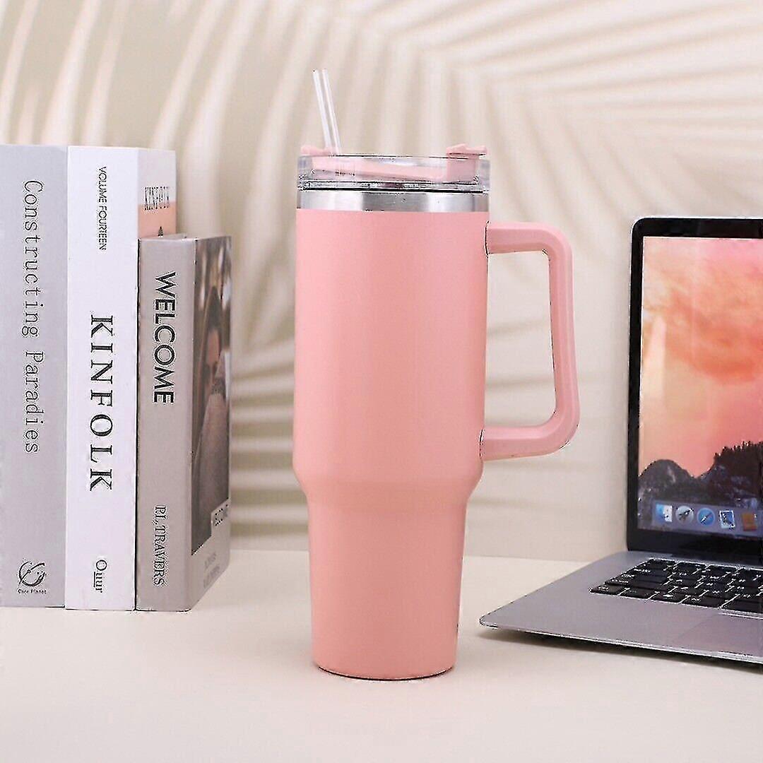 40 Oz Tumbler Straw Lid Insulated Stainless Steel Water Bottle Coffee Mug Travel
