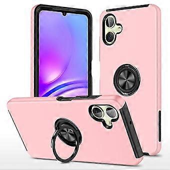 Para Samsung Galaxy A06 Case PC + TPU Funda de teléfono con soporte de anillo giratorio-Oro rosa