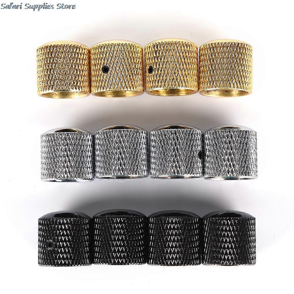4Pcs Metal Electric Bass Guitar Volume Sound Control Knobs Dome Knobs + Key Guitar Parts & Accessories