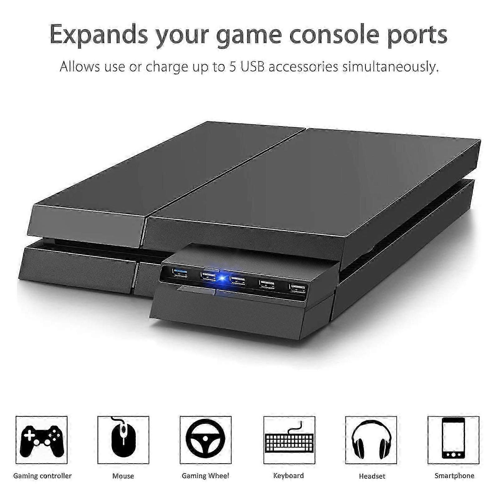 5 Port Usb Hub For Ps4 Slim Edition, Usb 3.0/2.0 High Speed Adapter
