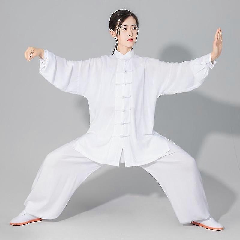 Men's And Women's Soft Cotton Tai Chi Clothes, Kung Fu Martial Arts Clothes-white