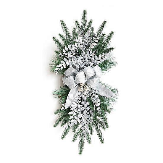 Light Up Christmas Swag Wreath Stairway Swag Teardrop Trim Wreath Door Stair Garland with Berry Bow Plastic Xmas Holiday Home Decor