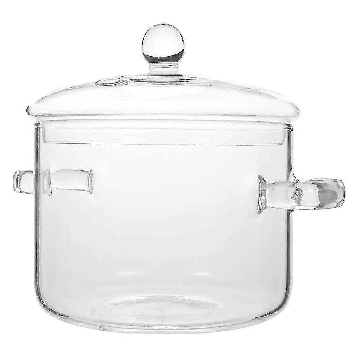 Glass Saucepan with Cover,Stovetop Cooking Pot with Lid and Handle Simmer Pot Clear Soup Pot, High js
