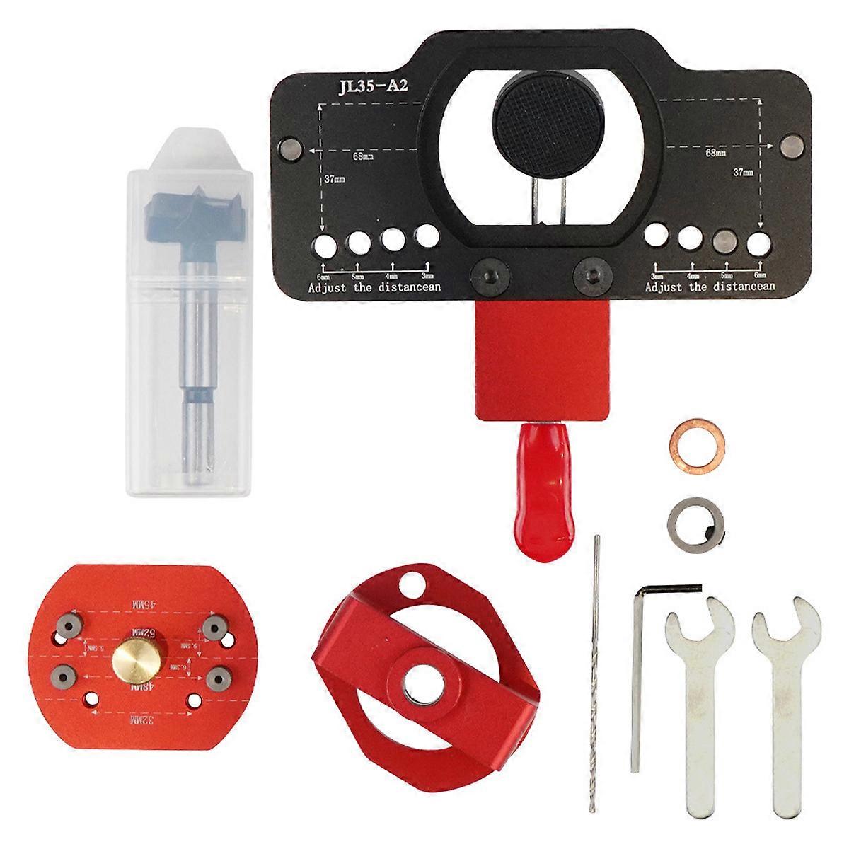 Aluminum Alloy Concealed Door Hinge Jig, Drill Guide Locator for Hinge Opening, Hole Drilling, Cabinet Jig for Handles and Pulls on