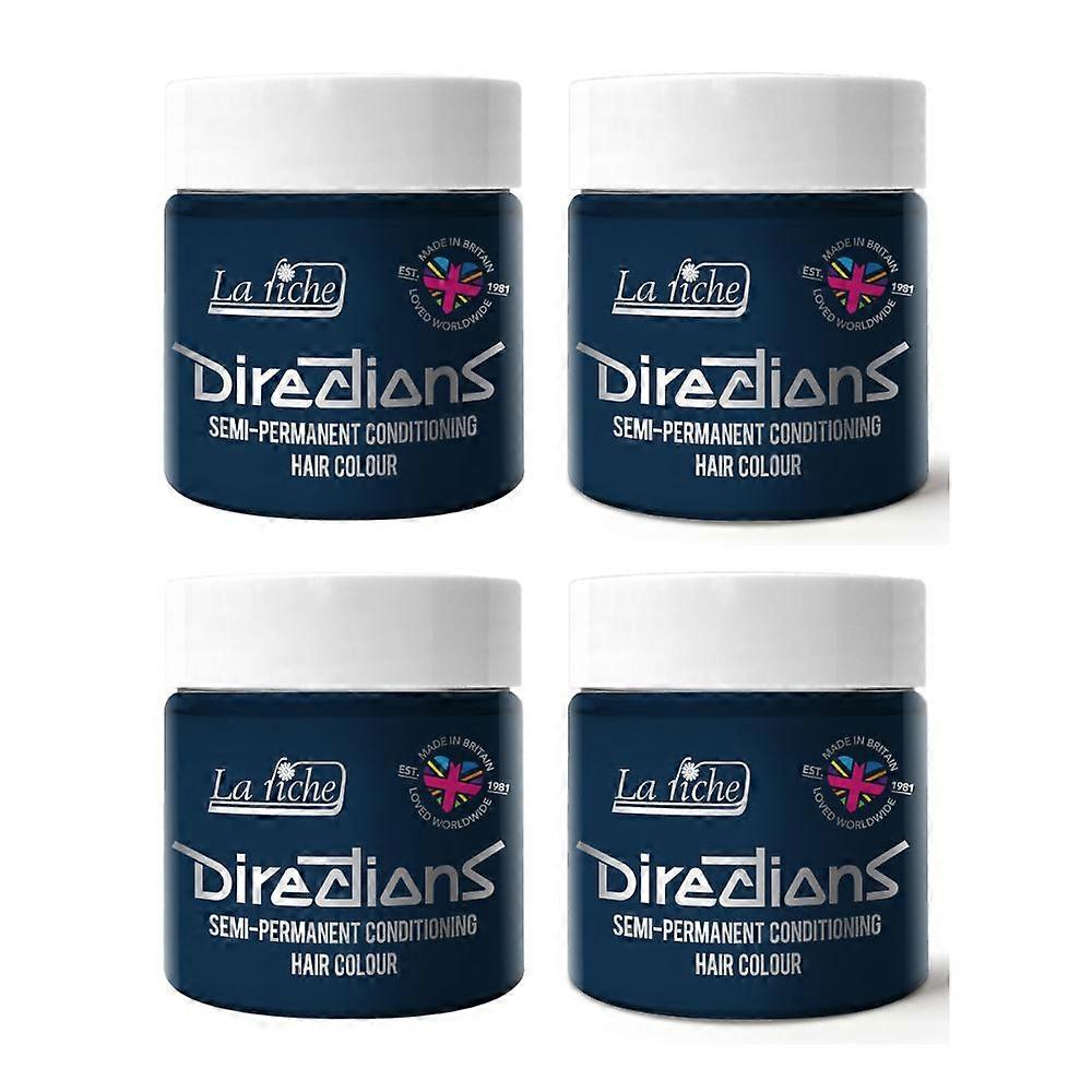 4 x La Riche Directions Semi-Permanent Hair Color 100ml Tubs - Denim Blue