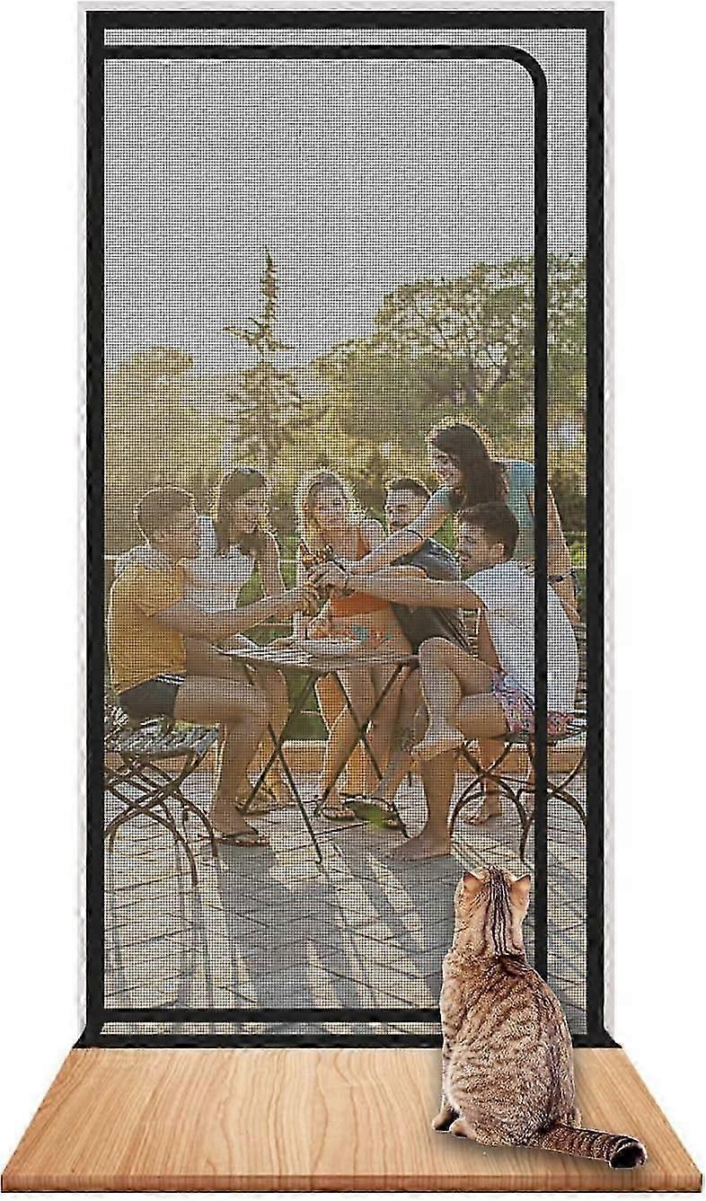 Skärmdörr, Heavy Duty Pets Proof Screen Door med dragkedja, Förhindra hundar Katter som springer ut från hemmet, Vit (Passar dörrstorlek 90x210cm)