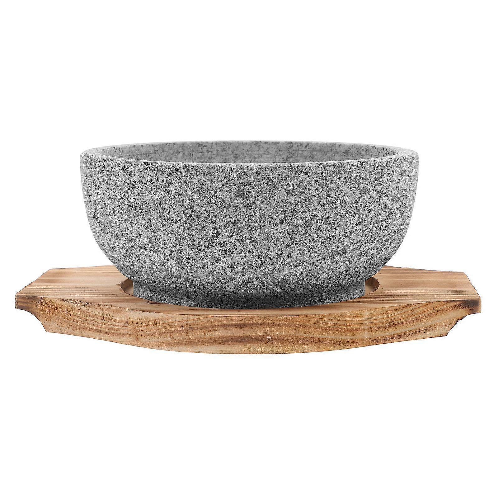 1 Set Stone Food Bowl Multi-function Korean Bibimbap Bowl Serving Bowl with Tray