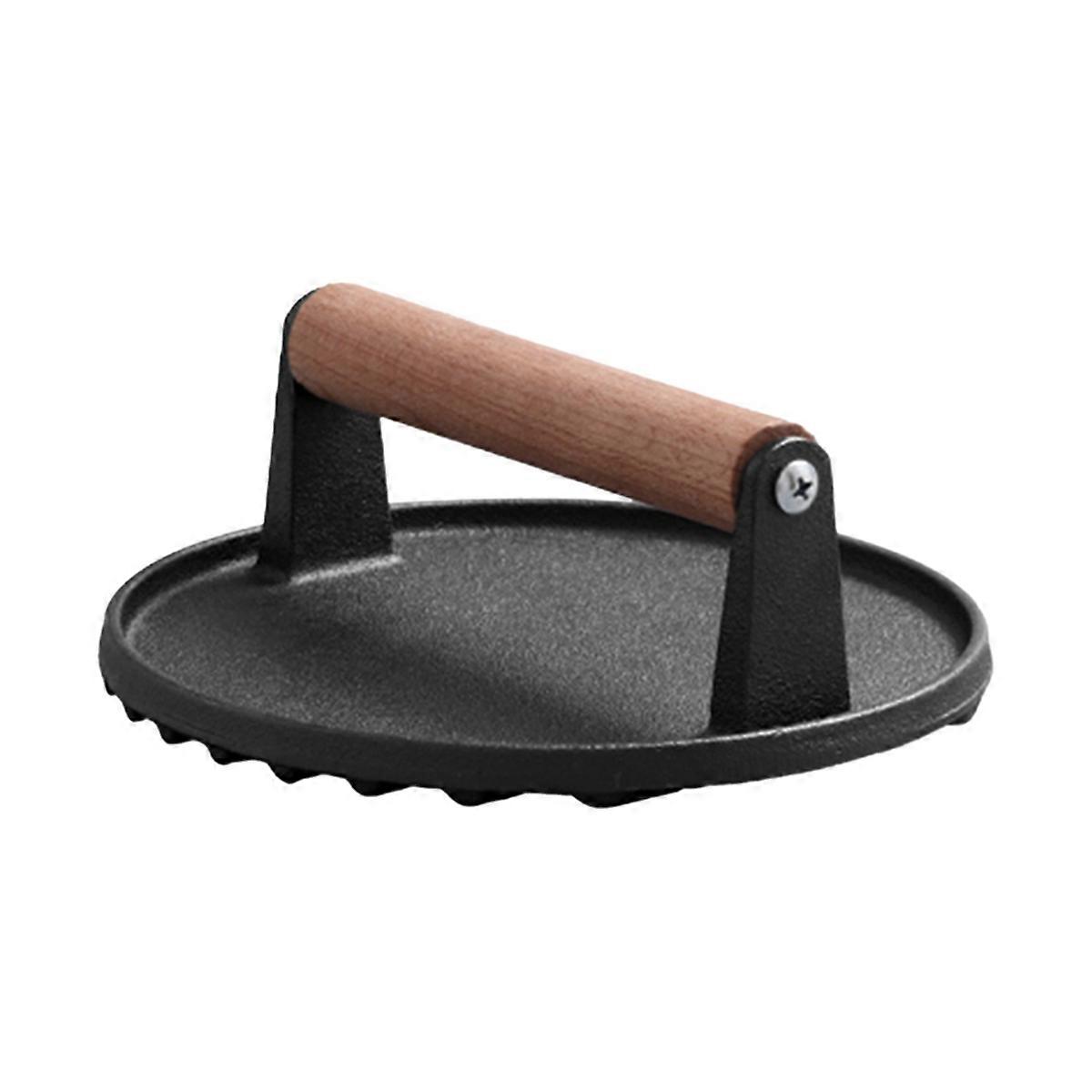 Cast Iron Meat Press Board, Steak Grill Round Meat Press, (Round)