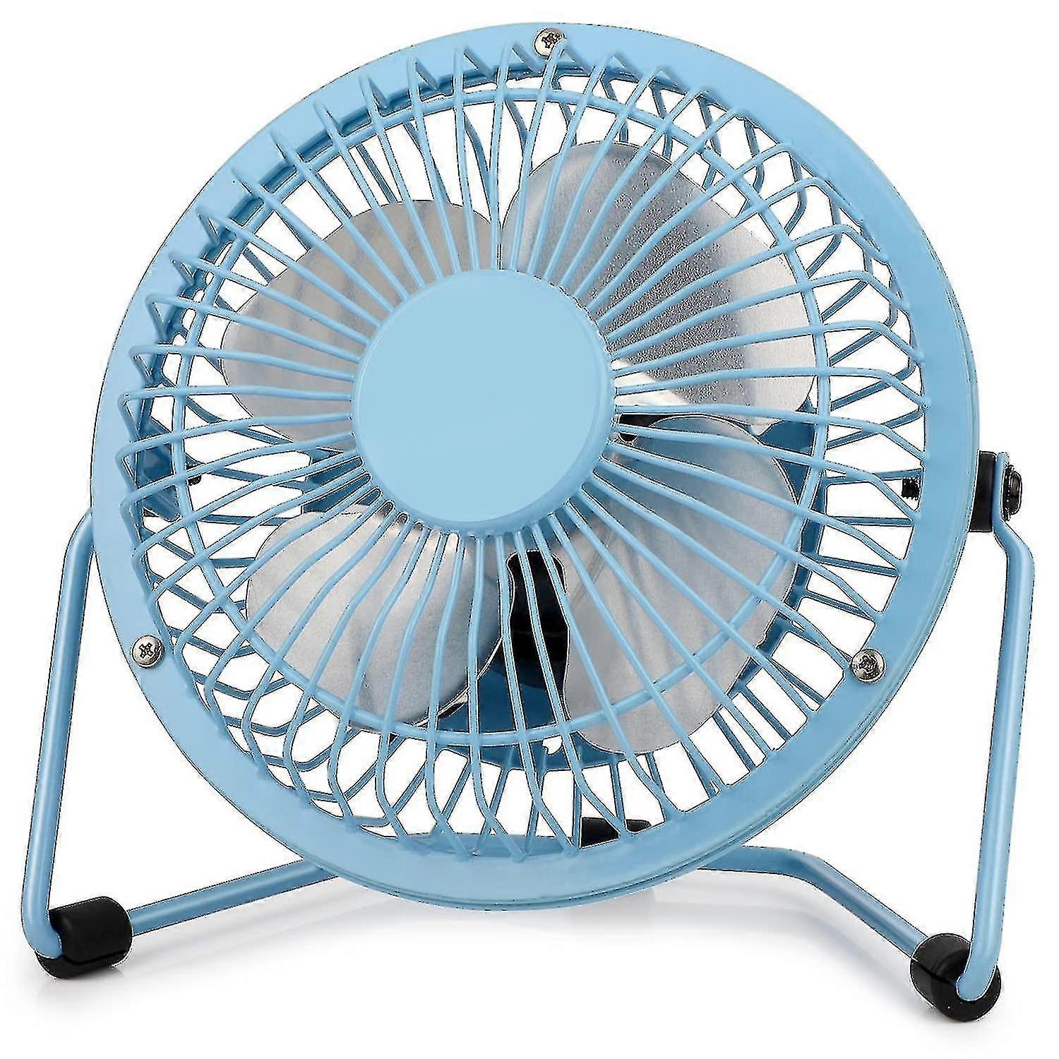 Mini silent fan with metal structure, strong airflow and 360-degree adjustable tilt angle (blue) - FFY