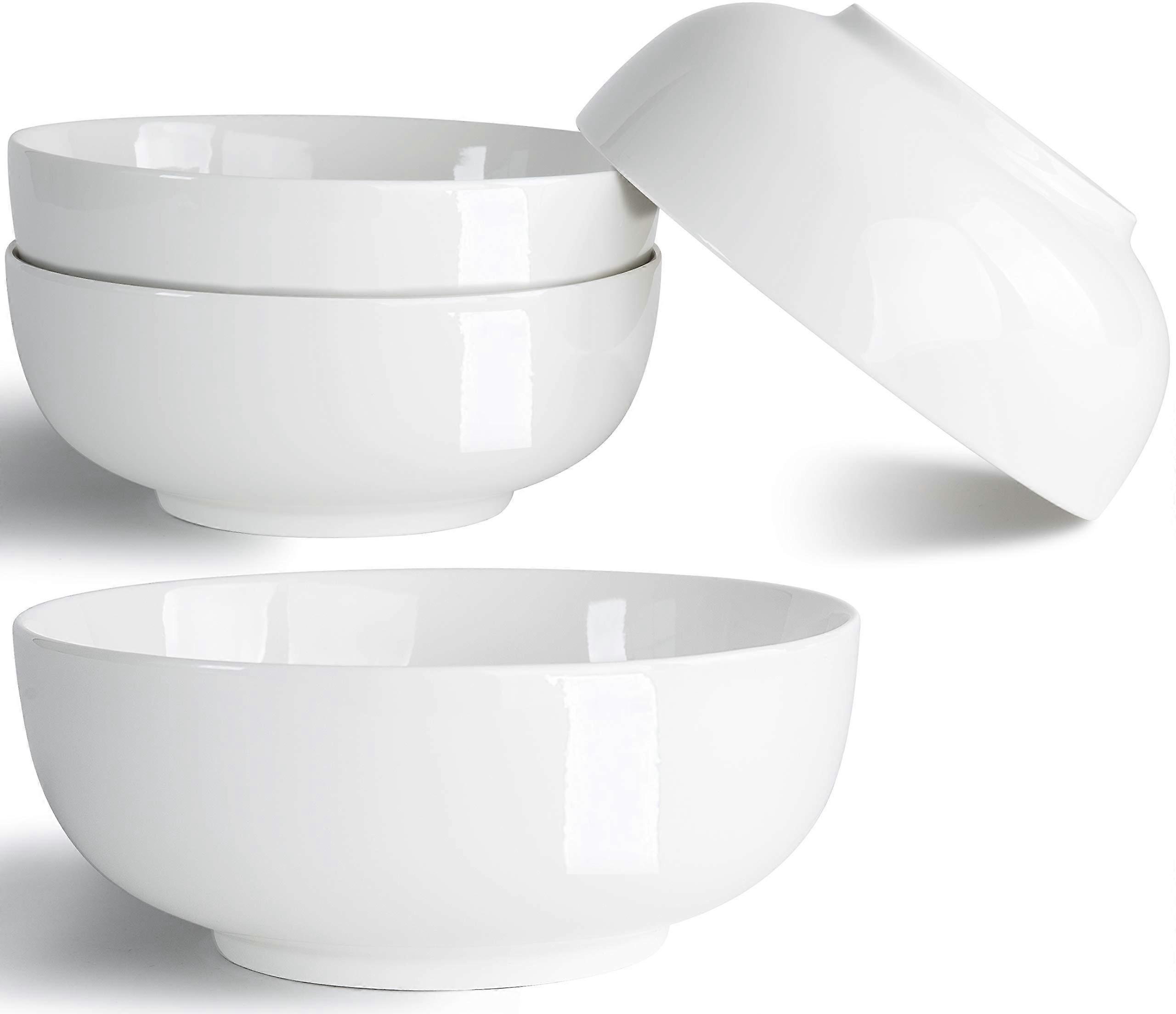 32 Ounce Large White Porcelain Bowls Set of 4 for Cereal, Salad, Pasta, Soup, and Pho