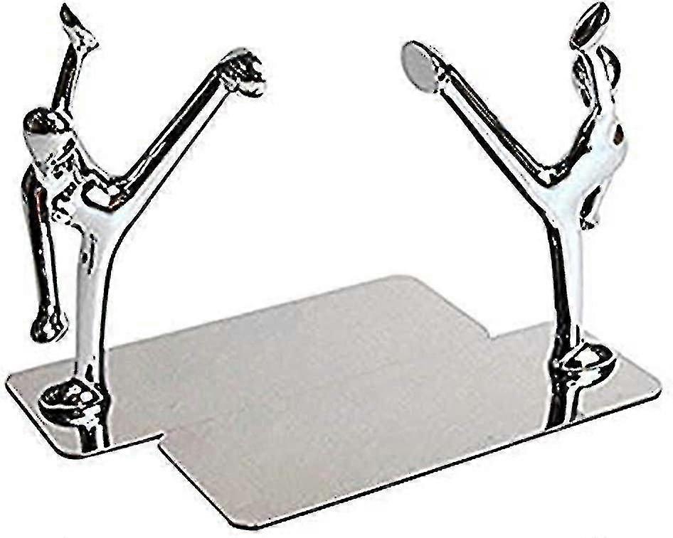 Stylish Heavy-Duty Stainless Steel Kung Fu Bookends - Nonskid, Scratch-Resistant, Perfect for Organizing Books