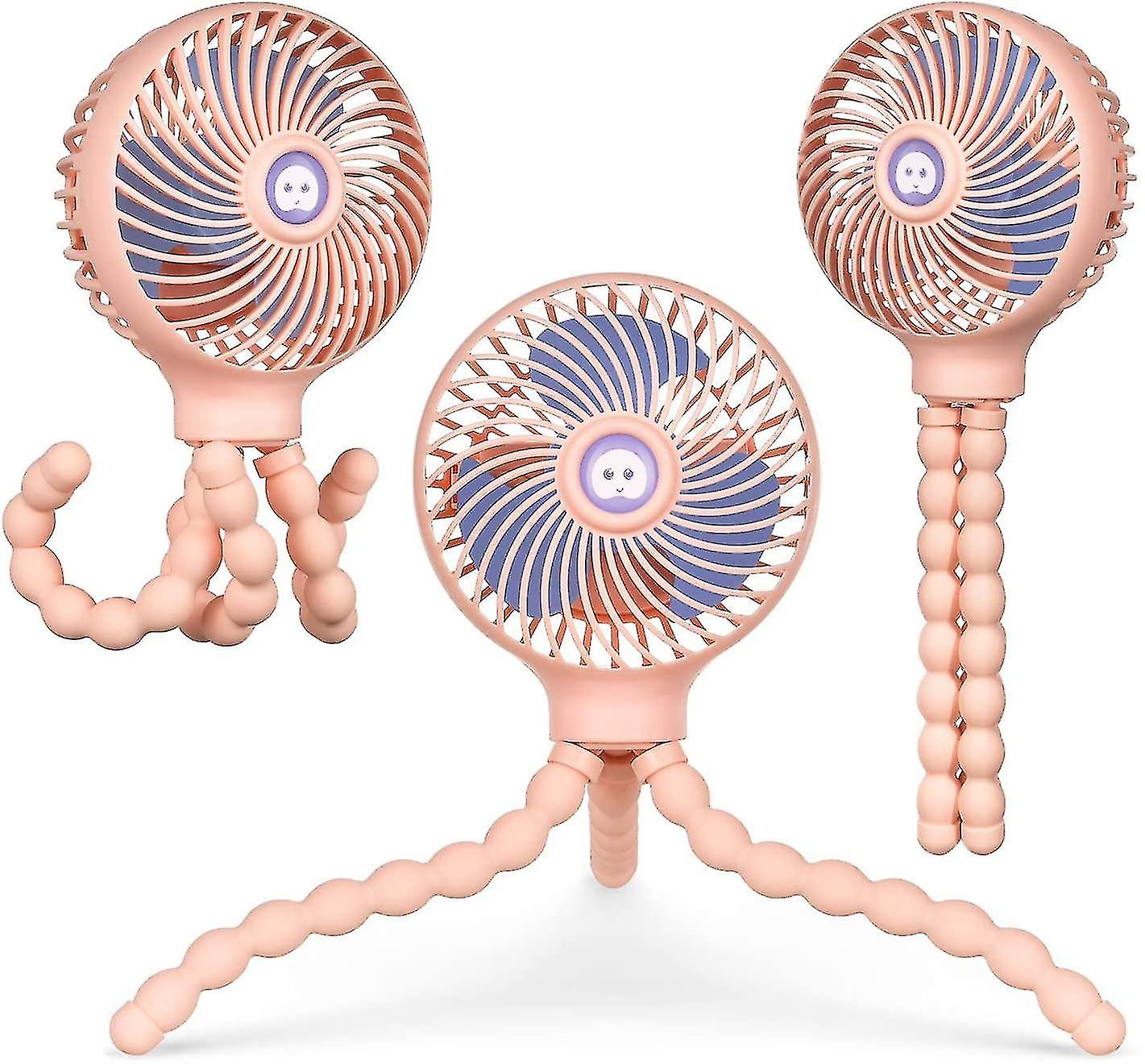 Mini ventilatore portatile per passeggino, ricaricabile, con supporto di raffreddamento a forma di polpo