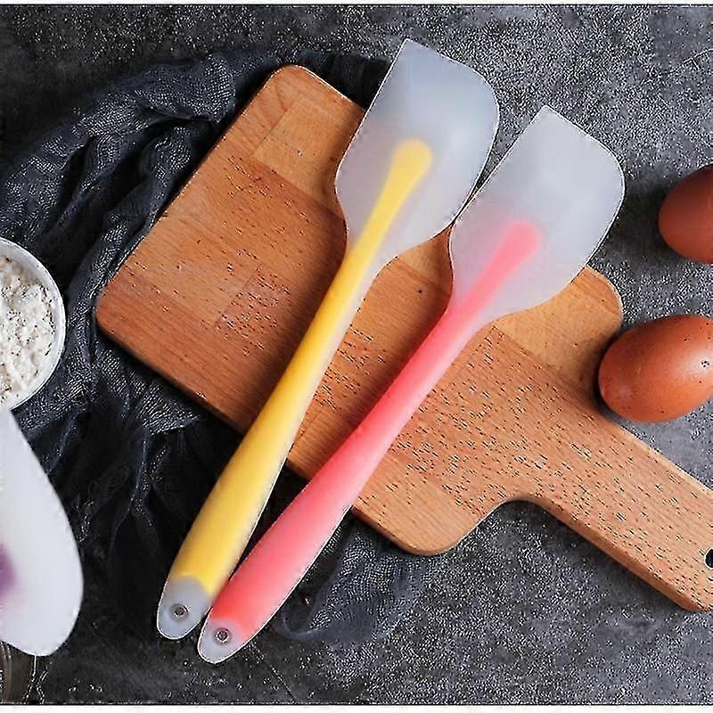 2pcs Silicone Scraper Cream Scraper Cake Scraper Baking Tool Semi Transparent Poignée Haute Température Résistante