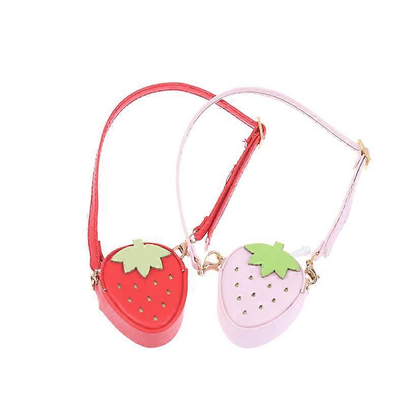 Cute Mini Doll Strawberry Crossbody Bag Shoulder Bag Doll Fashion Clothes Accessories 1/12 Dollhouse Decoration Pretend Play Toy