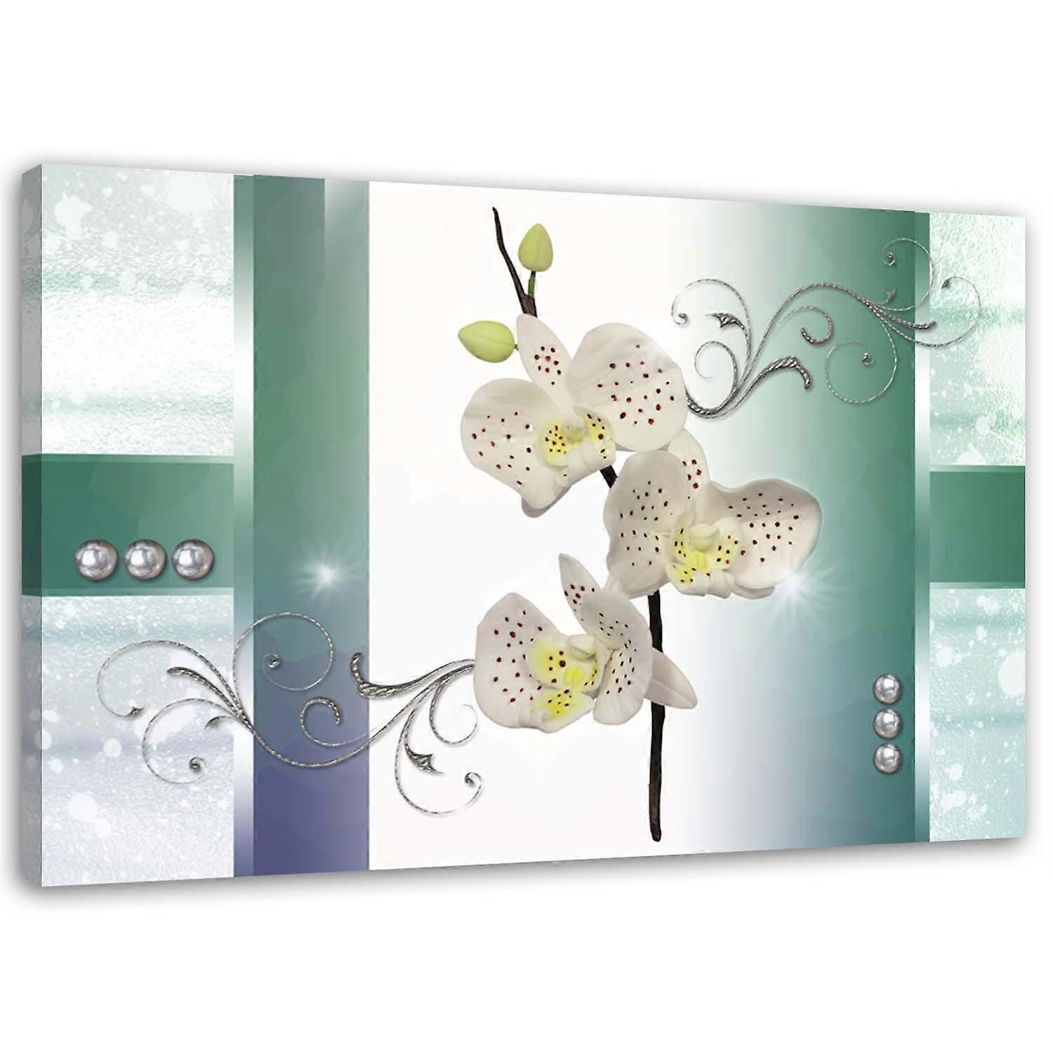 Impression sur toile, Orchidée blanche fleur nature - 60x40
