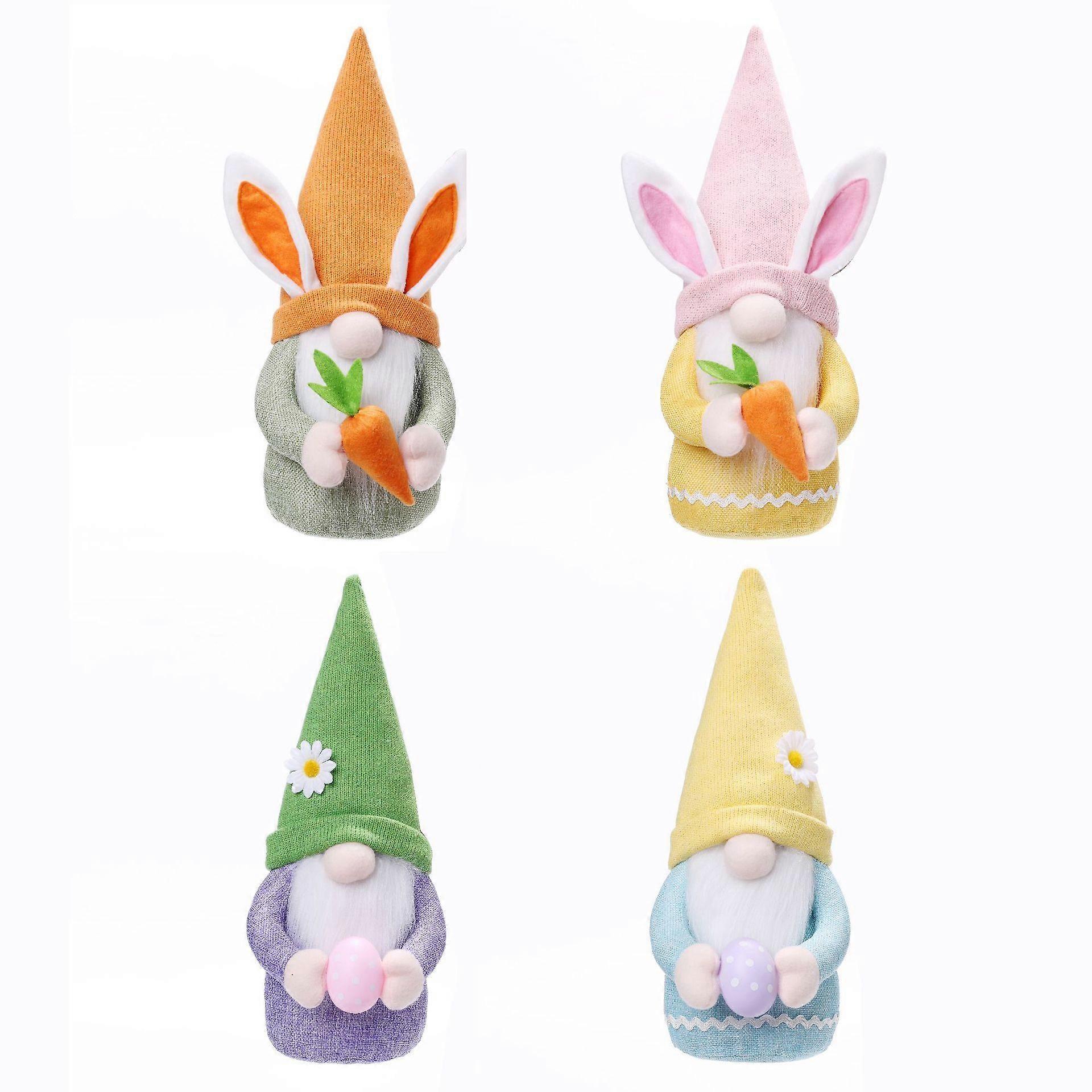 4 Pieces Easter Decorations, Handmade Easter Gnome Plush Dolls, Easter Bunny Gnome Decorations, Easter Gifts, Cute Easter Home Decorations