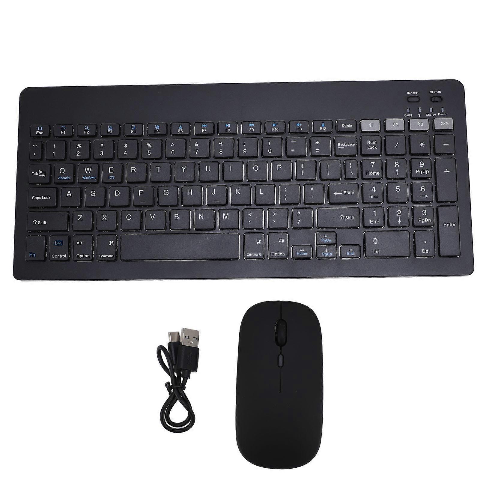 Wireless Keyboard and Mouse Set 4 Channels Double Modes Rechargeable Bluetooth Keyboard Mouse Set