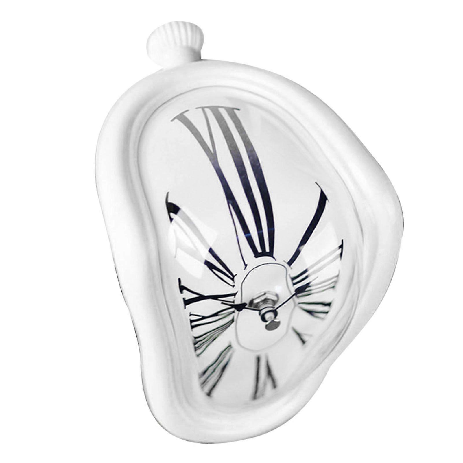 SQCLV Melting Clock Plastic Retro Decorative Electroplated Metal Paint Desk Table Clock for Office