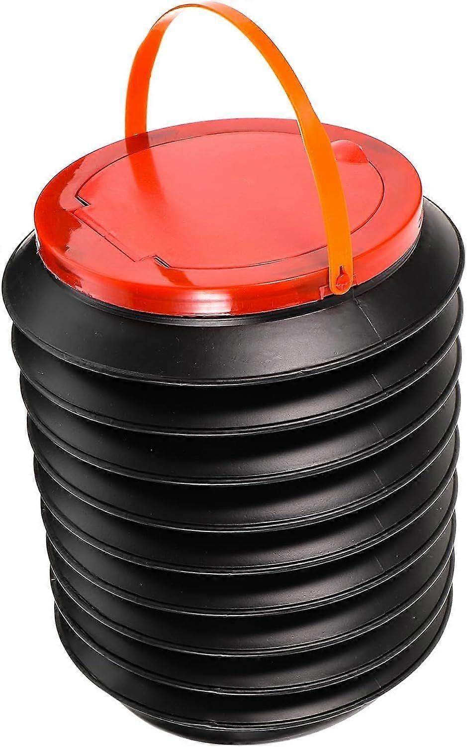 23*18cm-Portable Collapsible Trash Can Bin Container with Lid Camping Collapsible Water Tank Bucket with Collapsible Lid Collapsible Water Bucket Blac