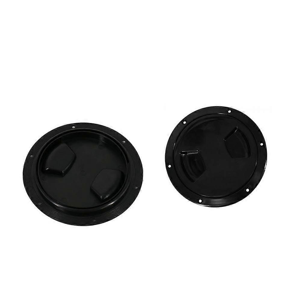 5 Inch Black Boat Deck Plate Access Cover - Set of 2, Durable RV Compatible Covers, Marine Grade Quality, Easy Installation