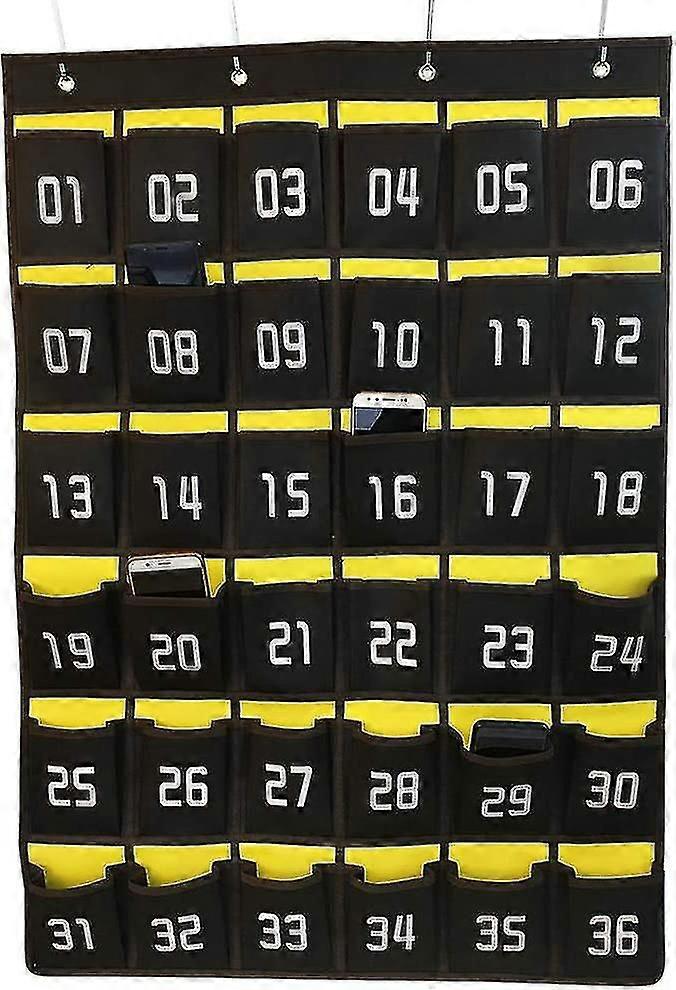 番号付き教室雑貨クローゼットポケットチャート携帯電話ホルダーウォールドアハンギングオーガナイザー(36ポケットグレー)